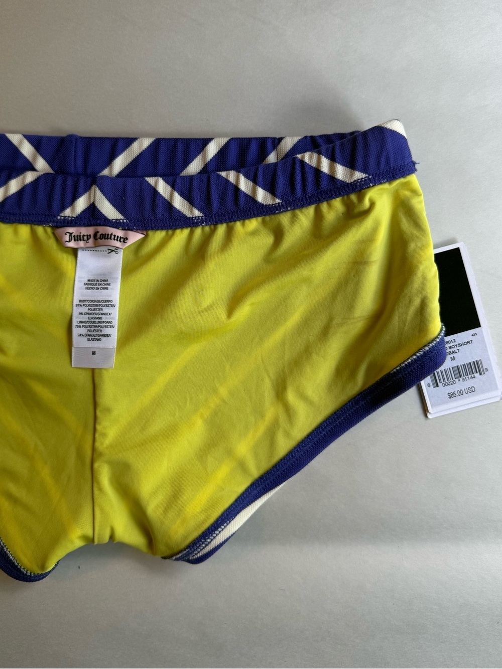 Juicy Couture Nautical Striped Bikini Set Contrasting Neon Yellow Straps Medium - Picture 5 of 7